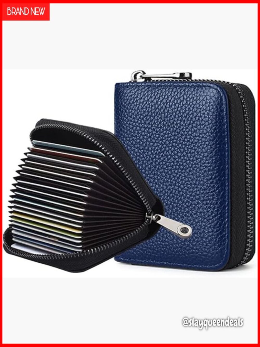 Leather RFID Blocking Zipper Wallet with 20 Card Slots for Women Men